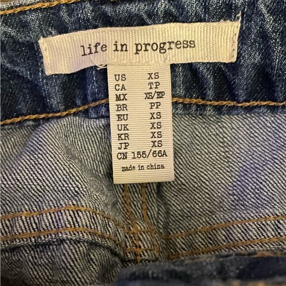Life in Progress Distressed Snap Front Denim Overalls XS - Picture 2 of 9
